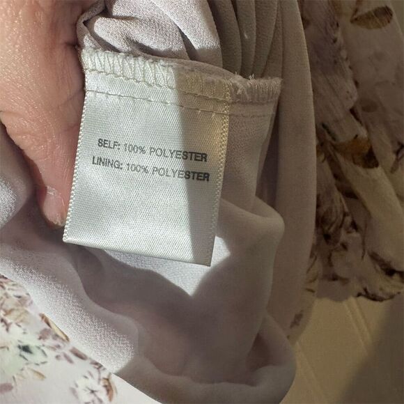 Rose + Olive Boho Floral Chiffon Blouse 1X Sheer Tie Neck Romantic Cottagecore - Picture 7 of 8